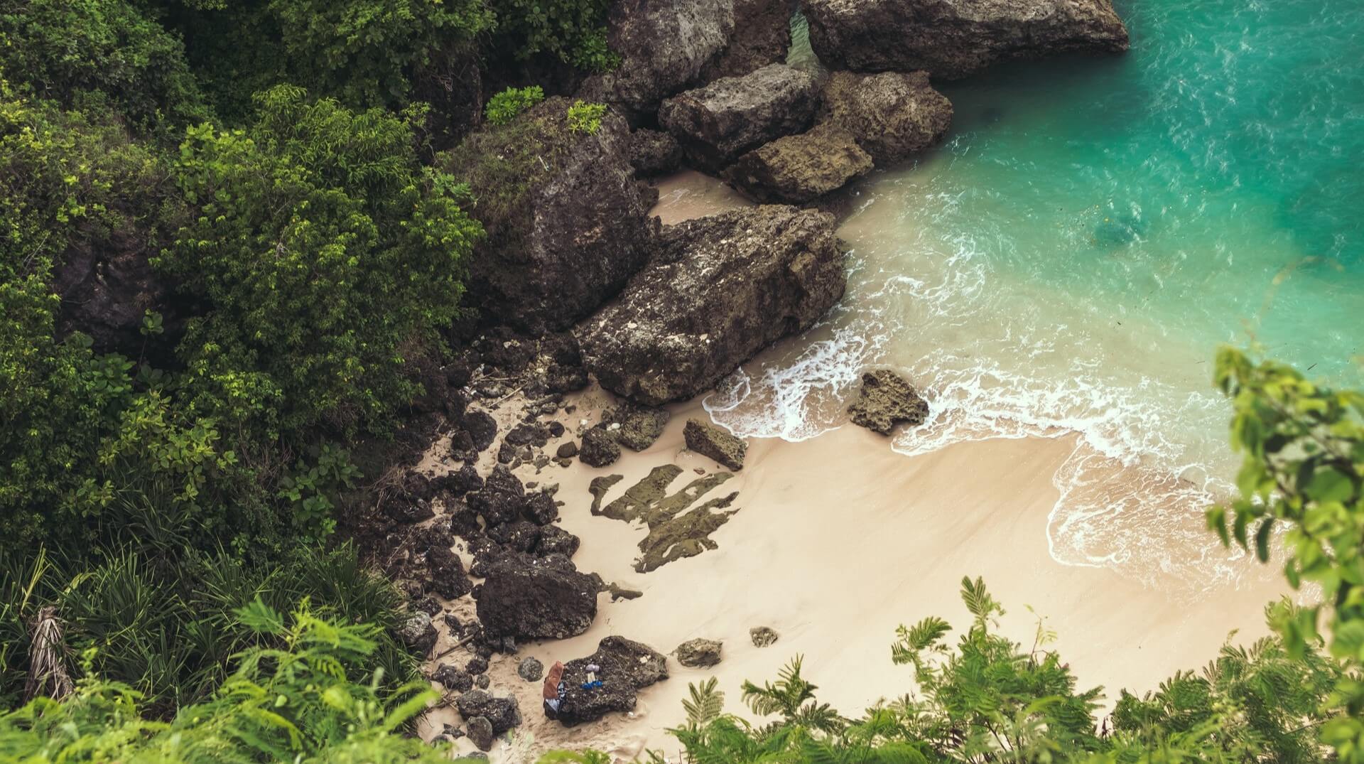 Tropical shoreline and clear water